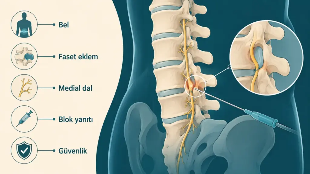 Faset Eklem Blokajı Tedavisi için hero rolünde sade hasta bilgilendirme şeması; gerçek görüntü değildir.