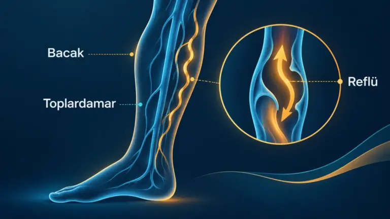 Endovenöz Lazer ve RF Ablasyon ile Varis Tedavisi için hero rolünde sade hasta bilgilendirme şeması; gerçek görüntü değildir.
