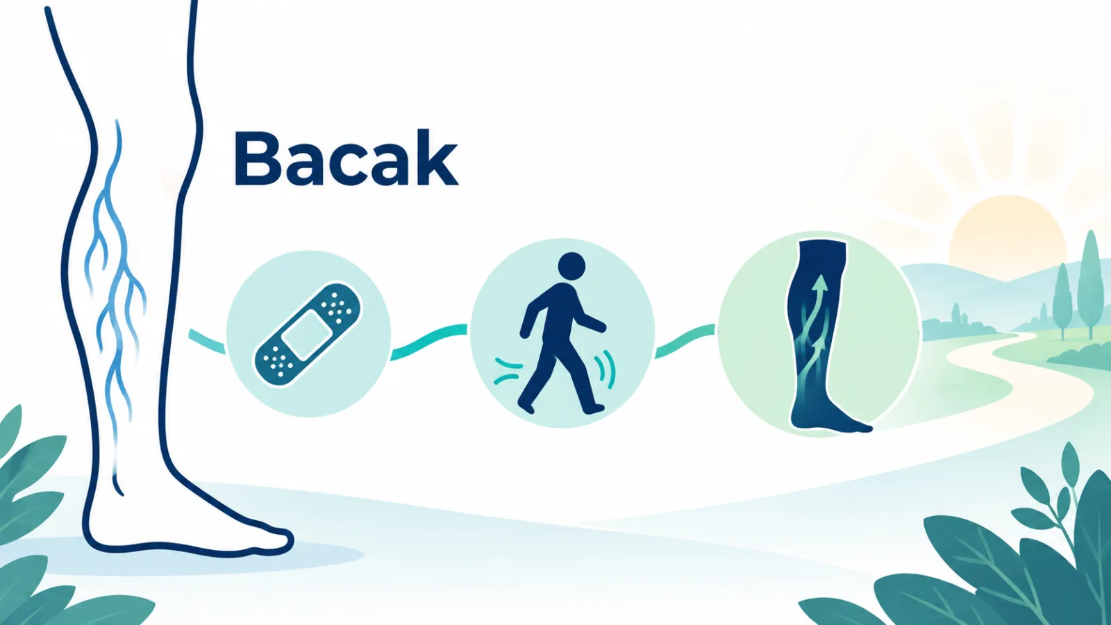 Endovenöz Lazer ve RF Ablasyon ile Varis Tedavisi için recovery_expectation rolünde sade hasta bilgilendirme şeması; gerçek görüntü değildir.