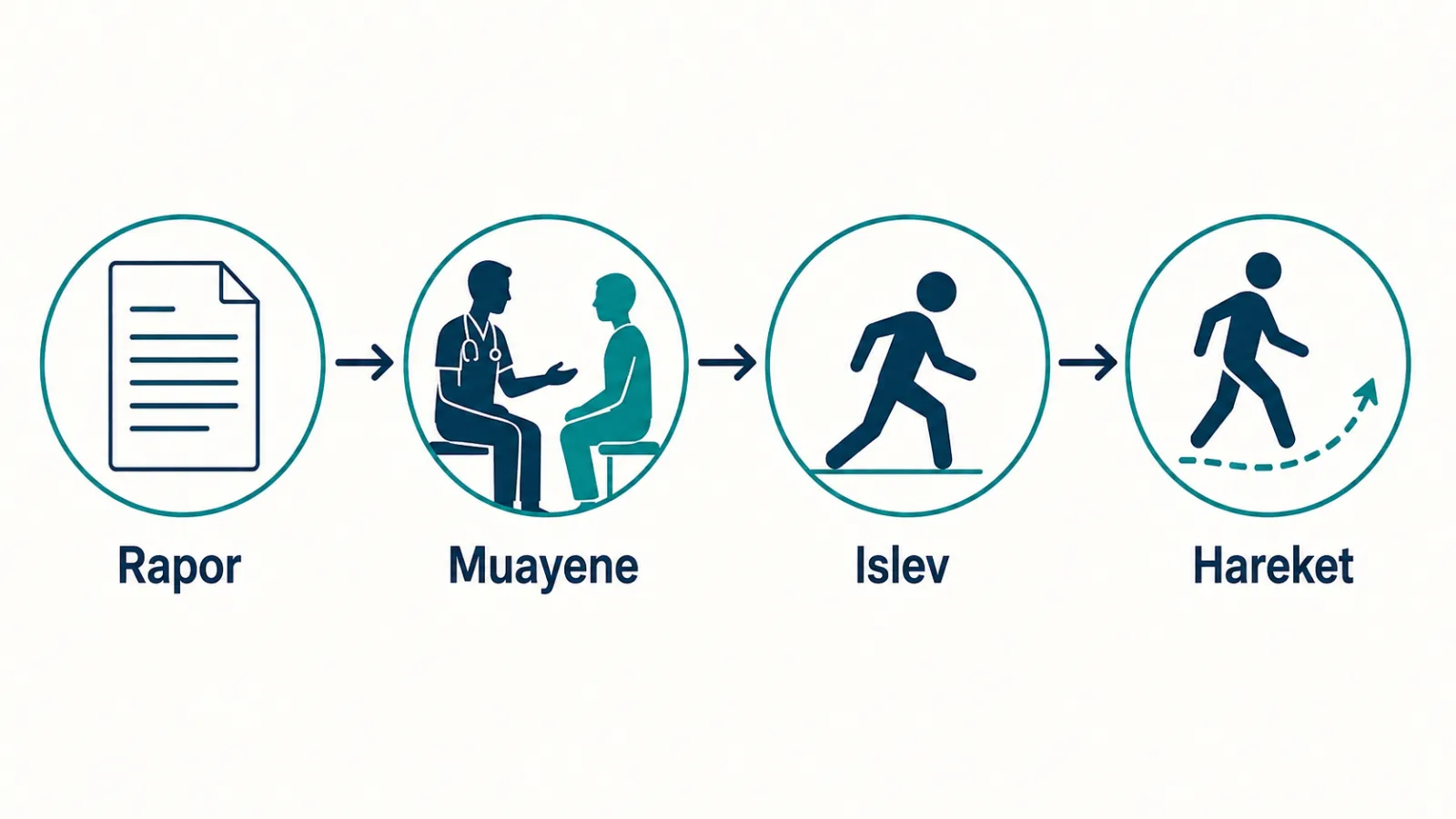 Lordoz düzleşmesi rapor ifadesinin çekim koşulu, muayene, ağrı ve işlev ile birlikte okunmasını anlatan klinik karar akışı illüstrasyonu.